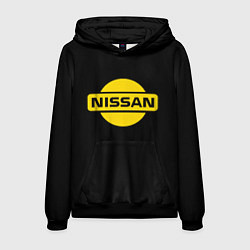 Толстовка-худи мужская Nissan yellow logo, цвет: 3D-черный