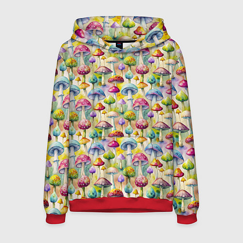 Мужская толстовка Грибной узор / 3D-Красный – фото 1