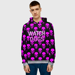 Толстовка-худи мужская Watch dogs neon skull, цвет: 3D-меланж — фото 2