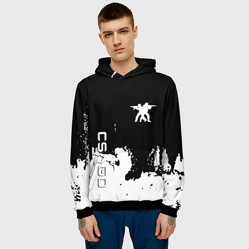 Мужская толстовка Контра белые лого / 3D-Черный – фото 3