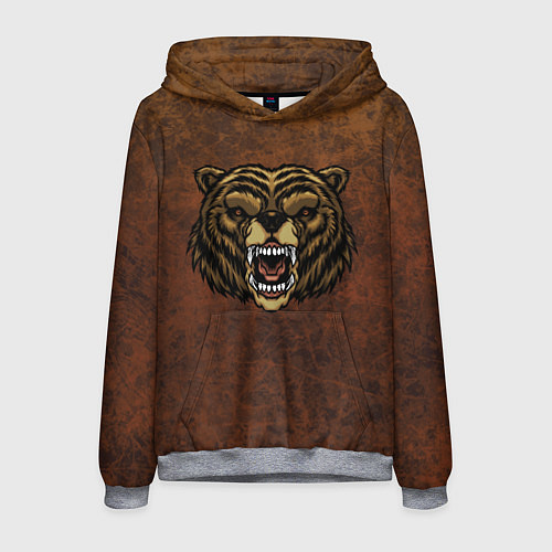 Мужская толстовка Коричневый злой медведь на абстрактном фоне / 3D-Меланж – фото 1