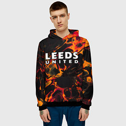 Толстовка-худи мужская Leeds United red lava, цвет: 3D-черный — фото 2