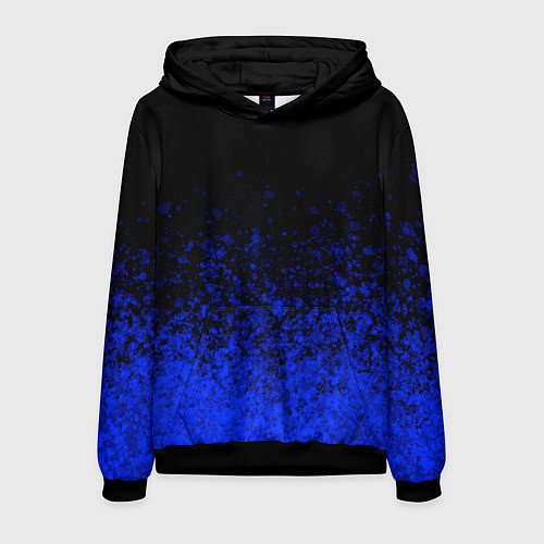 Мужская толстовка Чёрный и ультрамарин абстрактный / 3D-Черный – фото 1