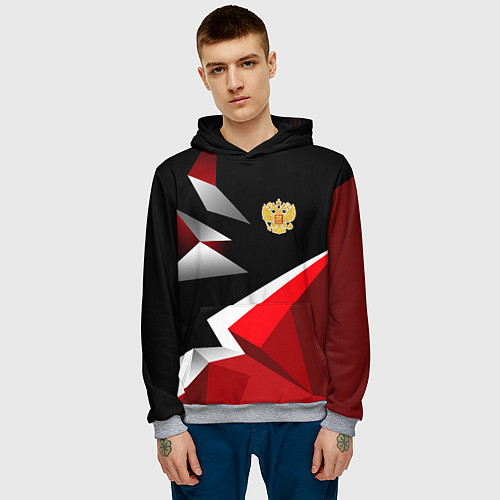 Мужская толстовка Russia uniform - красный и черный / 3D-Меланж – фото 3