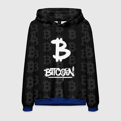 Мужская толстовка Биткоин - граффити белый / 3D-Синий – фото 1