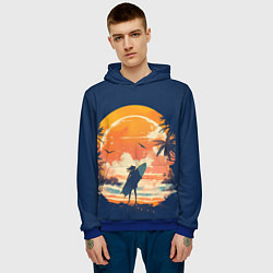 Толстовка-худи мужская Девушка сёрфер, цвет: 3D-синий — фото 2