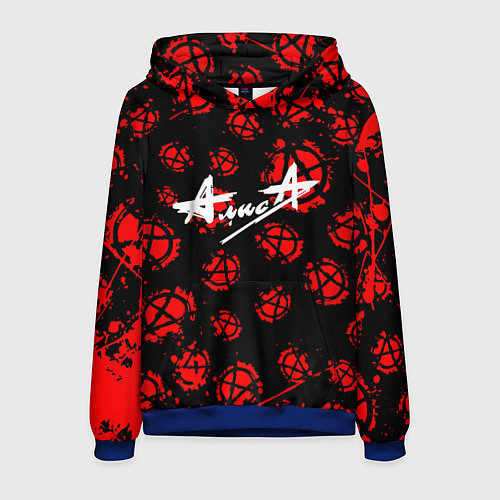 Мужская толстовка Алиса рок паттерн анархия / 3D-Синий – фото 1