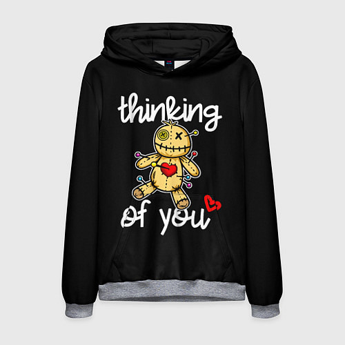 Мужская толстовка Думаю о тебе - кукла вуду / 3D-Меланж – фото 1
