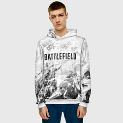 Толстовка-худи мужская Battlefield white graphite, цвет: 3D-белый — фото 2