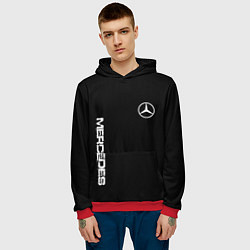 Толстовка-худи мужская Mercedes benz logo white auto, цвет: 3D-красный — фото 2