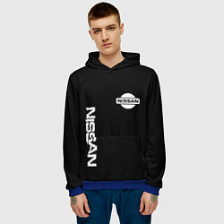 Толстовка-худи мужская Nissan logo white auto, цвет: 3D-синий — фото 2