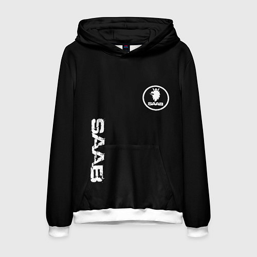 Мужская толстовка SAAB logo white / 3D-Белый – фото 1