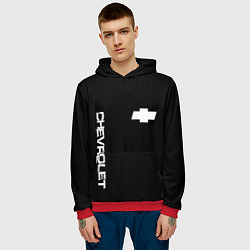 Толстовка-худи мужская Chevrolet white logo auto, цвет: 3D-красный — фото 2