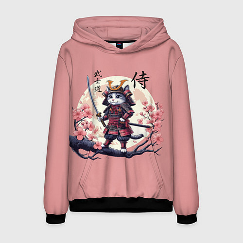 Мужская толстовка Kitten samurai - bushido ai art / 3D-Черный – фото 1