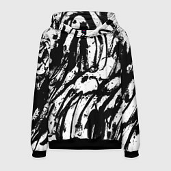 Толстовка-худи мужская Чёрно-белая абстракция: нейросеть, цвет: 3D-черный