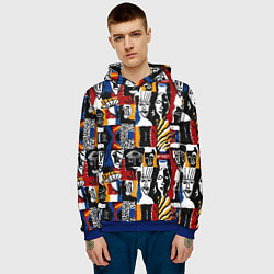 Толстовка-худи мужская Лица и узоры, цвет: 3D-синий — фото 2