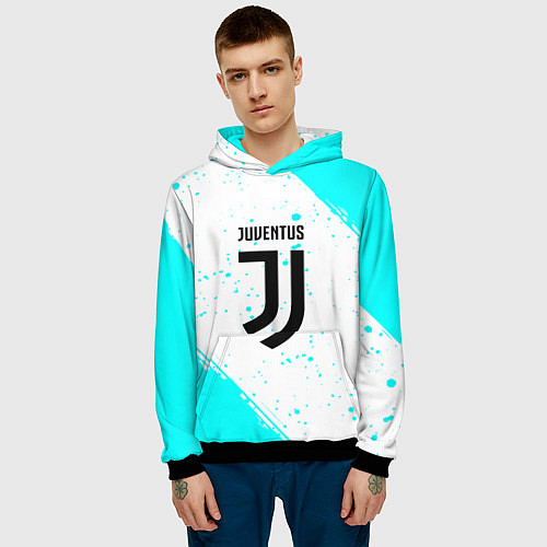 Мужская толстовка Ювентус краски голубые / 3D-Черный – фото 3