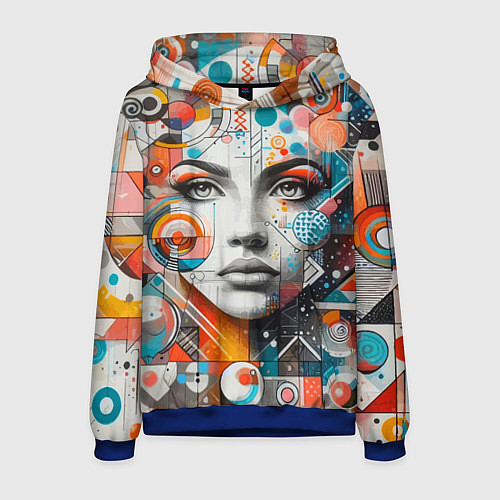 Мужская толстовка Лицо прекрасной девушки - граффити / 3D-Синий – фото 1