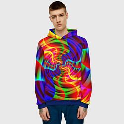 Толстовка-худи мужская Абстрактные волнистые линии, цвет: 3D-синий — фото 2