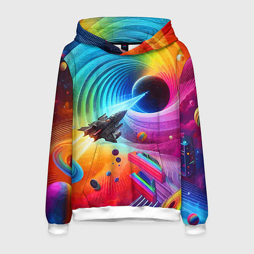 Мужская толстовка Полёт к чёрной дыре - нейросеть / 3D-Белый – фото 1