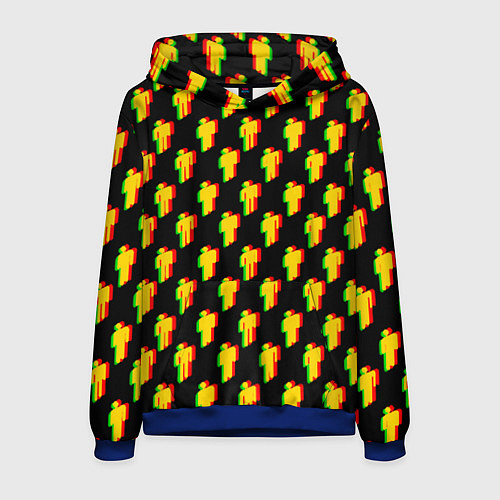 Мужская толстовка Billie Eilish glitch pattern / 3D-Синий – фото 1