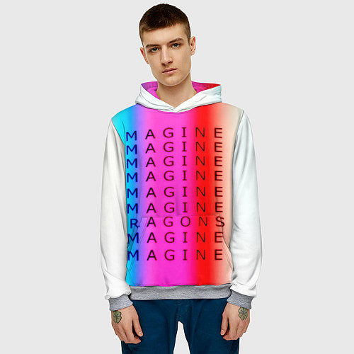 Мужская толстовка Imagine Dragons neon rock / 3D-Меланж – фото 3