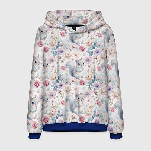 Мужская толстовка Бельчонок в цветах / 3D-Синий – фото 1