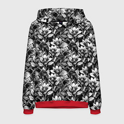 Толстовка-худи мужская Вороны в цветах, цвет: 3D-красный