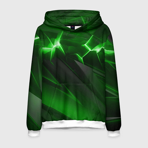 Мужская толстовка Яркая зеленая объемная абстракция / 3D-Белый – фото 1