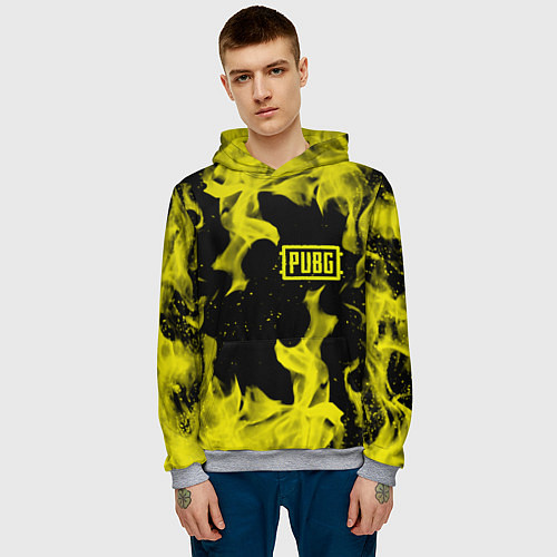 Мужская толстовка PUBG жёлтый огонь / 3D-Меланж – фото 3