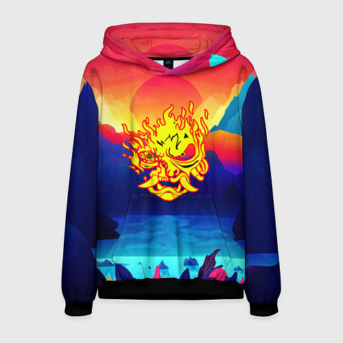 Мужская толстовка Samurai fire logo japan / 3D-Черный – фото 1