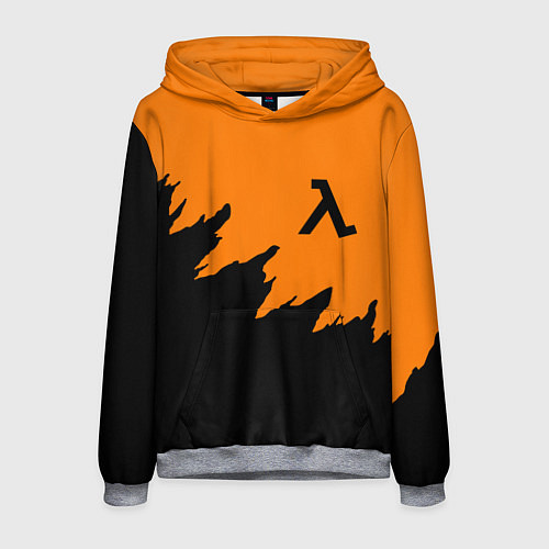Мужская толстовка Half life чёрно оранжевый / 3D-Меланж – фото 1