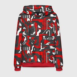 Толстовка-худи мужская Абстракция геометрический паттерн, цвет: 3D-красный