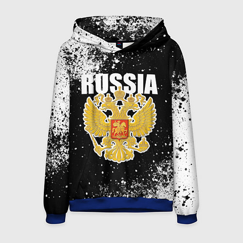 Мужская толстовка Герб России - черно-белые пятна / 3D-Синий – фото 1