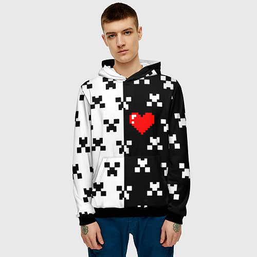 Мужская толстовка Minecraft pattern love / 3D-Черный – фото 3