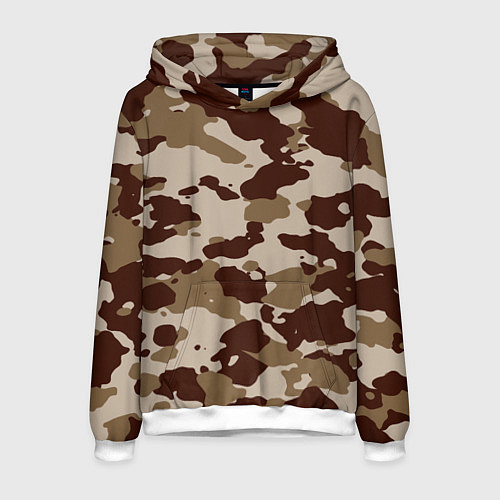 Мужская толстовка Коричневый камуфляж текстура / 3D-Белый – фото 1
