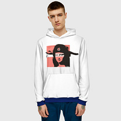 Толстовка-худи мужская Banksy девушка в шапке, цвет: 3D-синий — фото 2