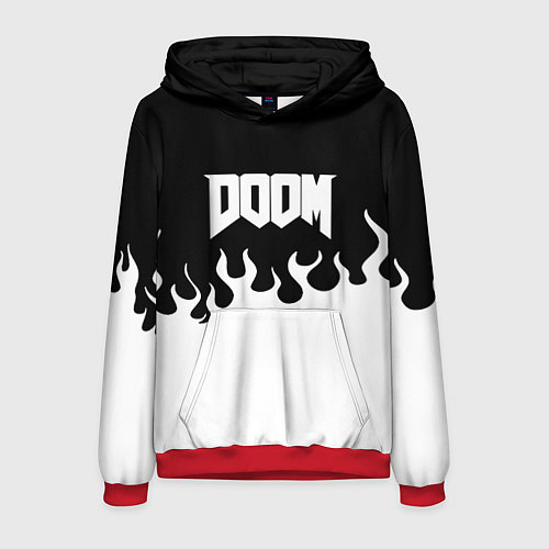 Мужская толстовка Doom fire white / 3D-Красный – фото 1