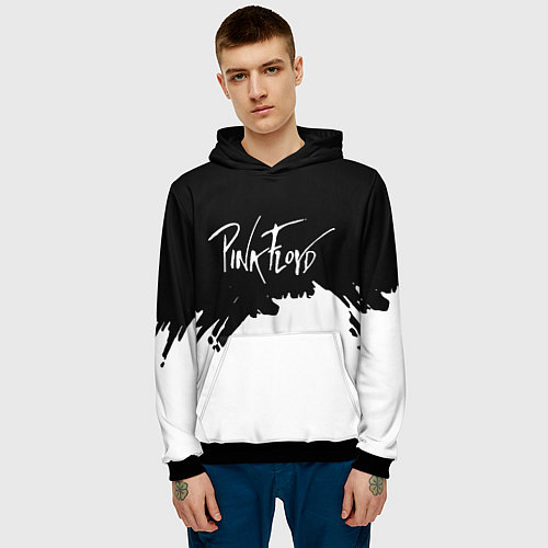 Мужская толстовка Pink Floyd белые краски / 3D-Черный – фото 3