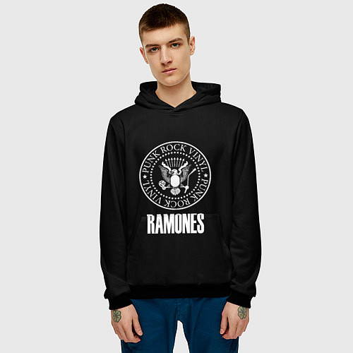 Мужская толстовка Ramones rock logo / 3D-Черный – фото 3