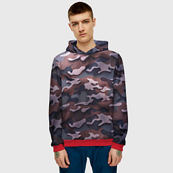 Толстовка-худи мужская Камуфляж-грязь, цвет: 3D-красный — фото 2