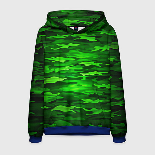 Мужская толстовка Зелёные водоросли-камуфляж / 3D-Синий – фото 1