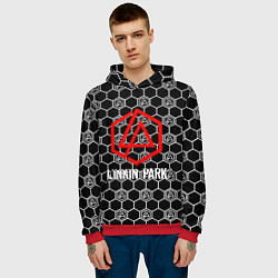 Толстовка-худи мужская Linkin park logo pattern, цвет: 3D-красный — фото 2