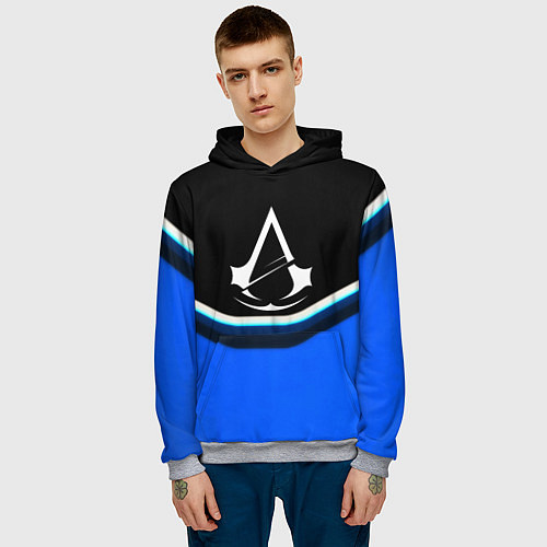 Мужская толстовка Assassins Creed logo abstergo / 3D-Меланж – фото 3
