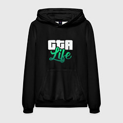 Толстовка-худи мужская GTA life logo, цвет: 3D-черный