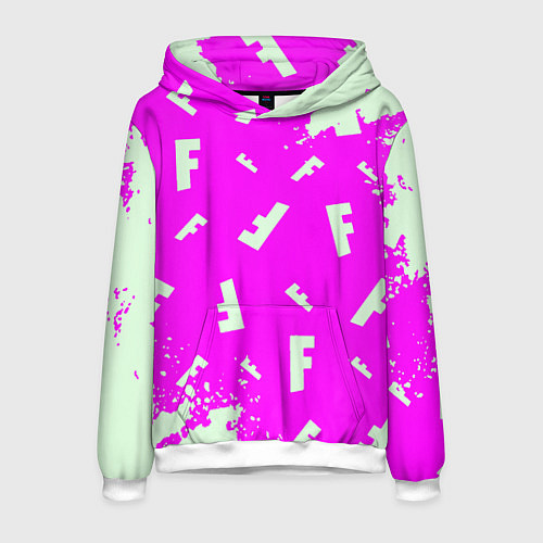 Мужская толстовка Fortnite pattern pink / 3D-Белый – фото 1