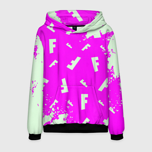 Мужская толстовка Fortnite pattern pink / 3D-Черный – фото 1