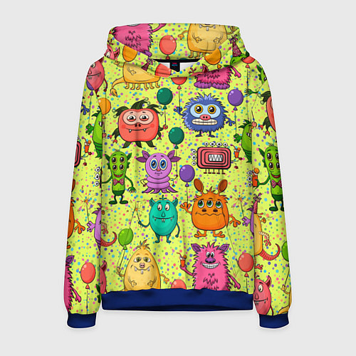 Мужская толстовка Цветные монстрики / 3D-Синий – фото 1