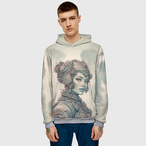 Мужская толстовка Кибернетическая девушка воин / 3D-Меланж – фото 3