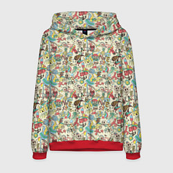 Толстовка-худи мужская Пляжная вечеринка паттерн, цвет: 3D-красный